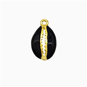 Copper Scallop Pendant Black Enamel Gold Plated, approx 9-13mm