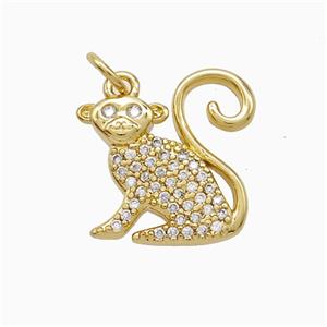 Copper Pendant Pave Zircon, Gold Plated, approx 16mm