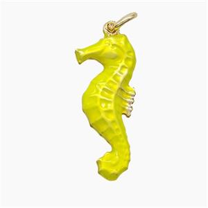 Copper Seahorse Pendant Yellow Painted Gold Plated, approx 10-24mm