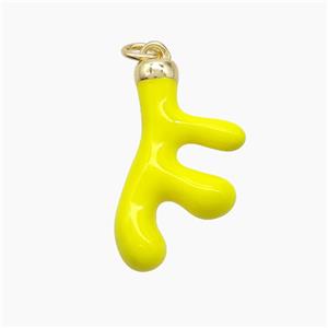 Copper Deer Breast Pendant Yellow Enamel Gold Plated, approx 13-25mm