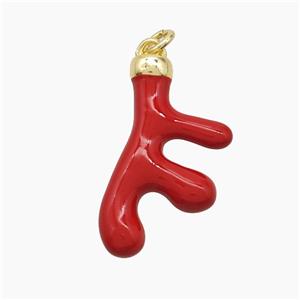 Copper Deer Breast Pendant Red Enamel Gold Plated, approx 13-25mm