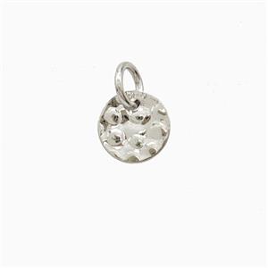 Copper Circle Pendant Hammered Flat Platinum Plated, approx 6mm