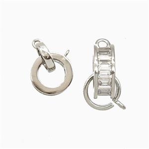 Copper Pendant Pave Zircon, Gold Plated, approx 9mm, 11mm dia