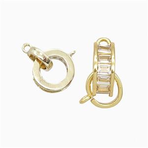 Copper Pendant Pave Zircon, Gold Plated, approx 9mm, 11mm dia