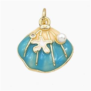 Enamel Copper Pendant, Gold Plated, approx 15-17mm