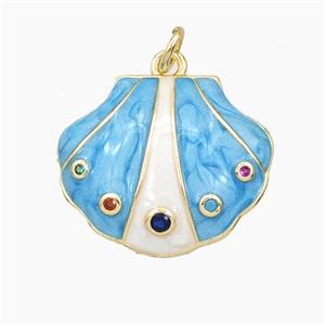 Enamel Copper Pendant, Gold Plated, approx 18-22mm