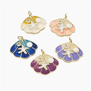 Enamel Copper Pendant, Gold Plated, approx 20-25mm