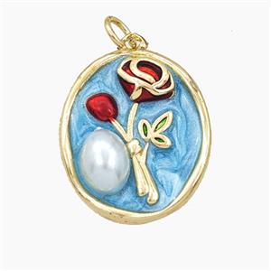 Enamel Copper Pendant, Gold Plated, approx 18-21mm