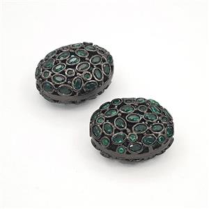 Copper Oval Beads Pave Zirconia Black Plated, approx 16-19mm