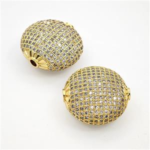 Copper Button Beads Pave Zirconia Gold Plated, approx 25mm