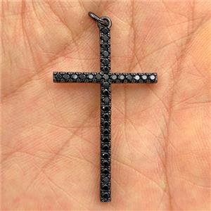 Copper Cross Pendant Pave Zirconia Black Plated, approx 23-38mm
