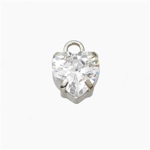 Cubic Zirconia Heart Pendant, approx 8mm