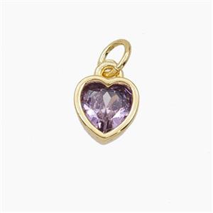 Purple Cubic Zirconia Heart Pendant, approx 7.5mm