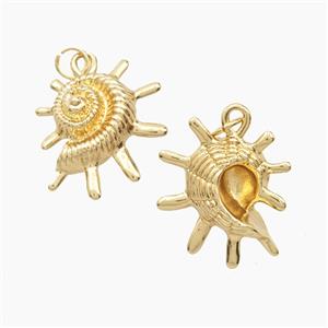 Copper Conch Shell Pendant Red Enamel Gold Plated, approx 20-24mm