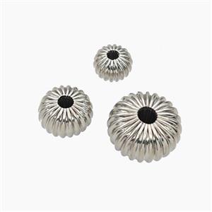 Copper Rondelle Beads Ribbed Platinum Plated, approx 11mm