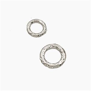 Copper Closed Jumprings Hammered Platinum Plated, approx 8mm