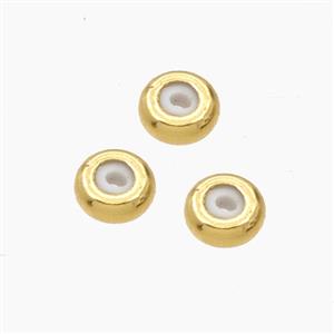 Copper Rondelle Stoper Beads With Rubber Smooth Gold Plated, approx 4mm