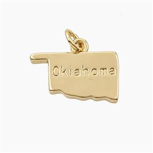 Copper Maps Of Oklahoma Pendant Gold Plated, approx 10-17mm