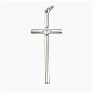 Copper Cross Pendant Pave Zirconia Platinum Plated, approx 15-35mm