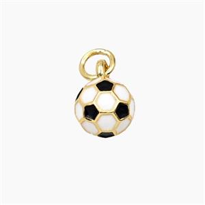 Copper Football Pendant Enamel Sports Gold Plated, approx 8mm