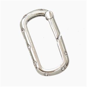 Copper Carabiner Clasp Pave Zirconia Platinum Plated, approx 14-25mm