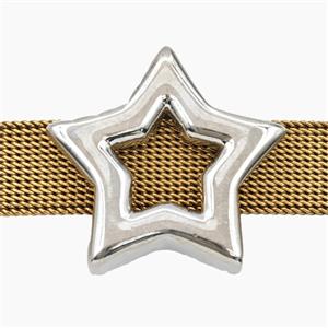 Copper Star Beads Flat Hole Platinum Plated, approx 24mm, 4-18mm hole