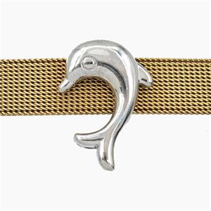 Copper Dolphin Beads Flat Hole Platinum Plated, approx 15-21mm, 3-16mm hole