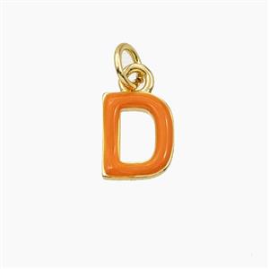 Copper Letter-D Pendant Enamel Gold Plated, approx 8-10mm