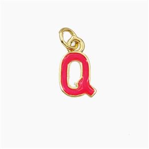 Copper Letter-Q Pendant Enamel Gold Plated, approx 8-10mm