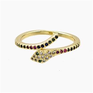 Copper Snake Rings Pave Zirconia Gold Plated, approx 3-6mm, 18mm dia