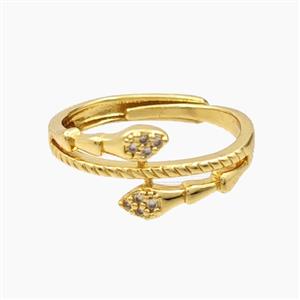 Copper Snake Rings Pave Zirconia Adjustable Gold Plated, approx 10mm, 18mm dia