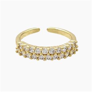 Copper Rings Pave Zirconia Gold Plated, approx 4mm, 18mm dia