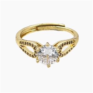 Copper Rings Pave Zirconia Adjustable Gold Plated, approx 8mm, 18mm dia