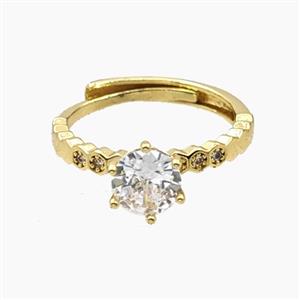 Copper Rings Pave Zirconia Adjustable Gold Plated, approx 8mm, 18mm dia