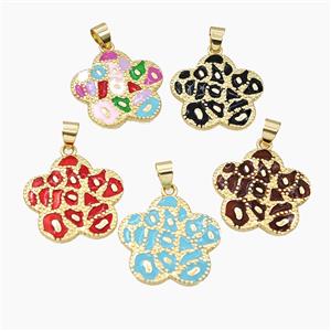 Copper Flower Pendant Enamel Bohemia Style Gold Plated Mixed, approx 25mm