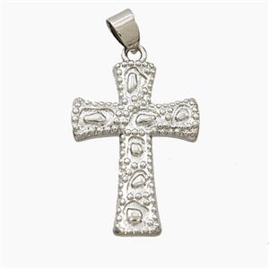 Copper Cross Pendant Bohemia Style Platinum Plated, approx 20-28mm