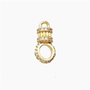 Copper Bail Pave Zirconia Gold Plated, approx 8-12mm