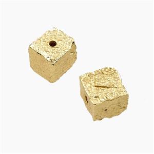 Copper Cube Beads Hammered Gold Plated, approx 11x11x11mm