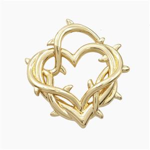 Copper Heart Pendant Thorns Gold plated, approx 25mm