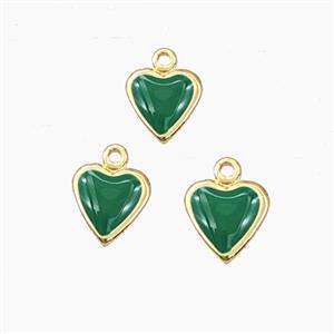 Copper Heart Pendant Green Enamel Gold Plated, approx 6mm