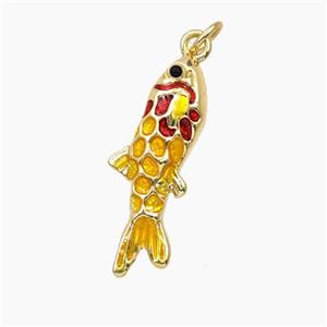 Copper Fish Pendant Enamel Gold Plated, approx 9-25mm
