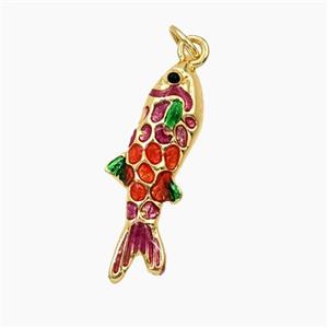 Copper Fish Pendant Enamel Gold Plated, approx 9-25mm