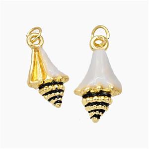 Copper Conch Shell Pendant Enamel Gold Plated, approx 11-17mm