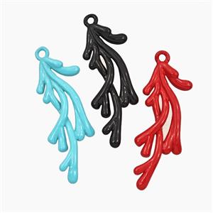 Coral Branch Charms Copper Pendant Enamel Mixed, approx 11-30mm