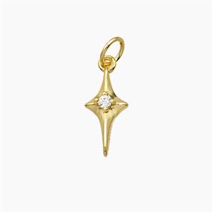 Copper Northstar Pendant Pave Zirconia Gold Plated, approx 7-14mm