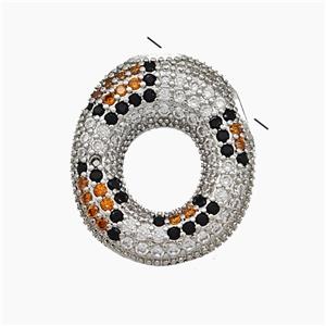 Copper Letter-O Pendant Micropave Zirconia Platinum Plated, approx 16-23mm, 3-5mm hole