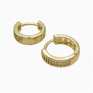 Copper Earring Hoop Pave Zircon, Gold Plated, approx 12mm dia