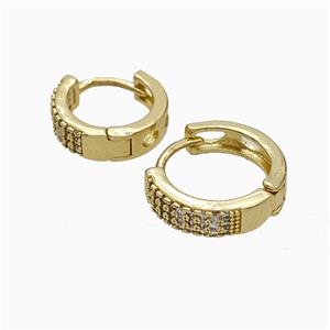 Copper Earring Hoop Pave Zircon, Gold Plated, approx 12mm dia