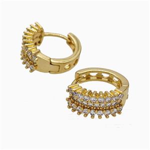 Copper Hoop Earrings Micropave Zirconia Gold Plated, approx 12mm dia