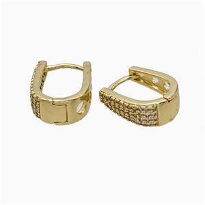 Copper Hoop Earrings Micropave Zirconia Gold Plated, approx 12-13mm